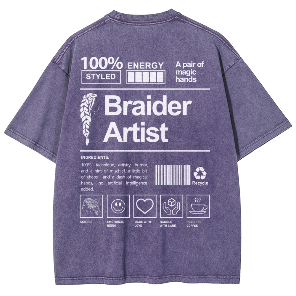 Braider Artist Unisex Fit Washed T-Shirt Customscool