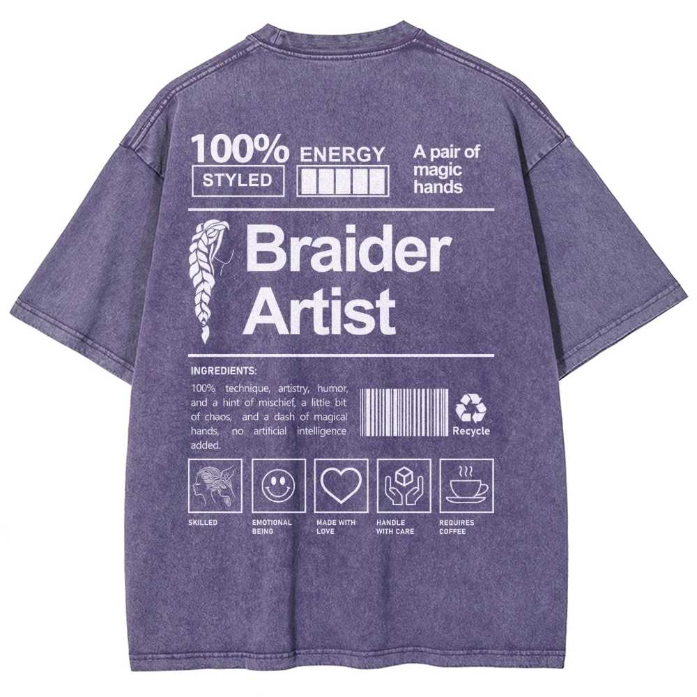 Braider Artist Unisex Fit Washed T-Shirt Customscool