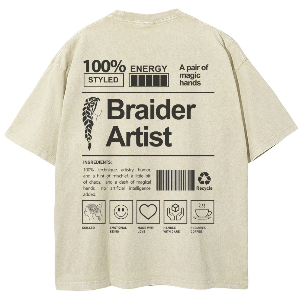 Braider Artist Unisex Fit Washed T-Shirt Customscool