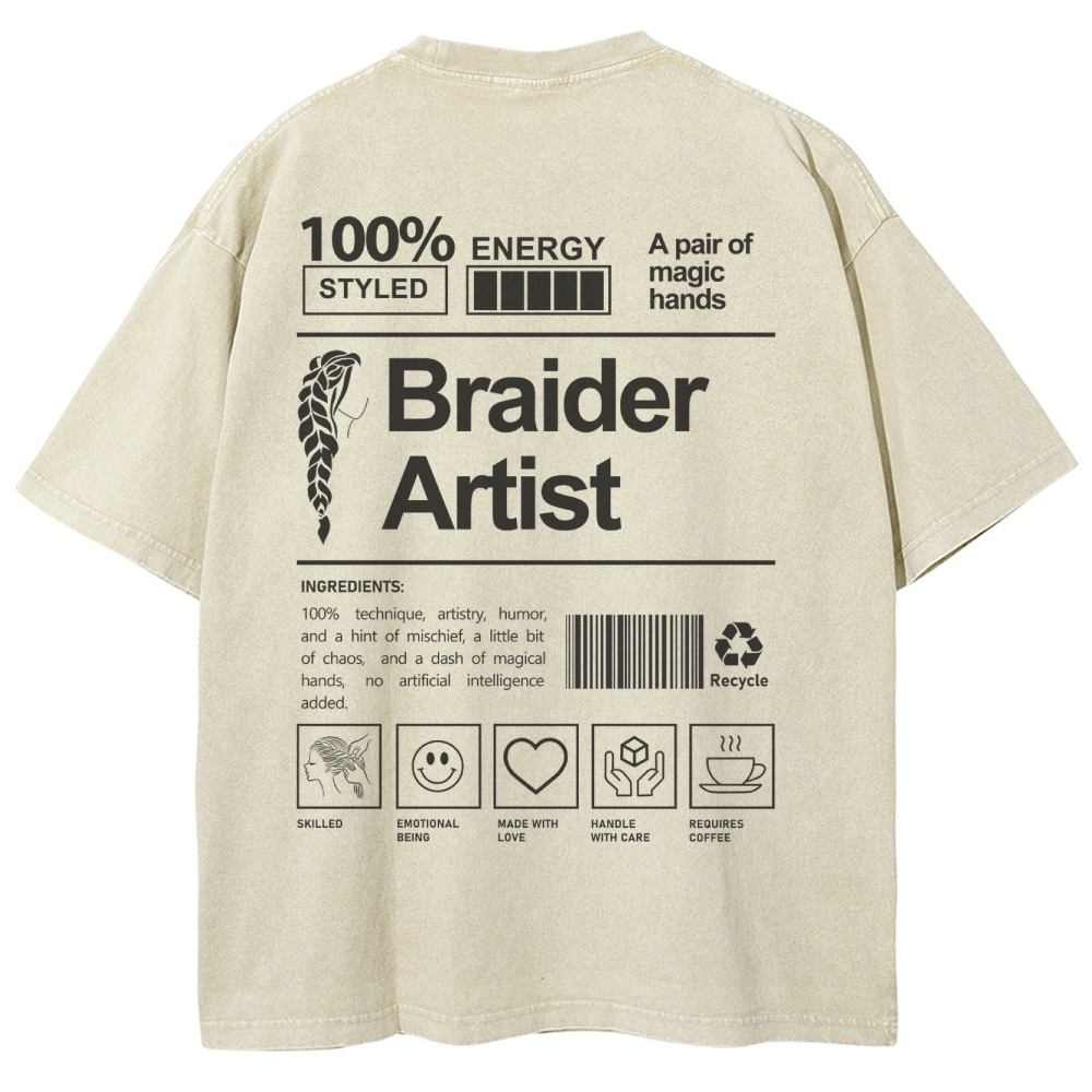 Braider Artist Unisex Fit Washed T-Shirt Customscool