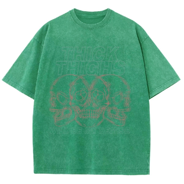 Thick Thighs Will Be My Demise Vintage Snowflake Washed T-Shirt