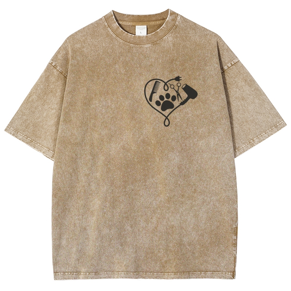Cat Groomer Unisex Fit Washed T-Shirt Customscool