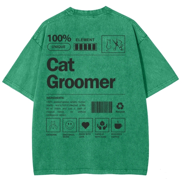 Cat Groomer Unisex Fit Washed T-Shirt Customscool