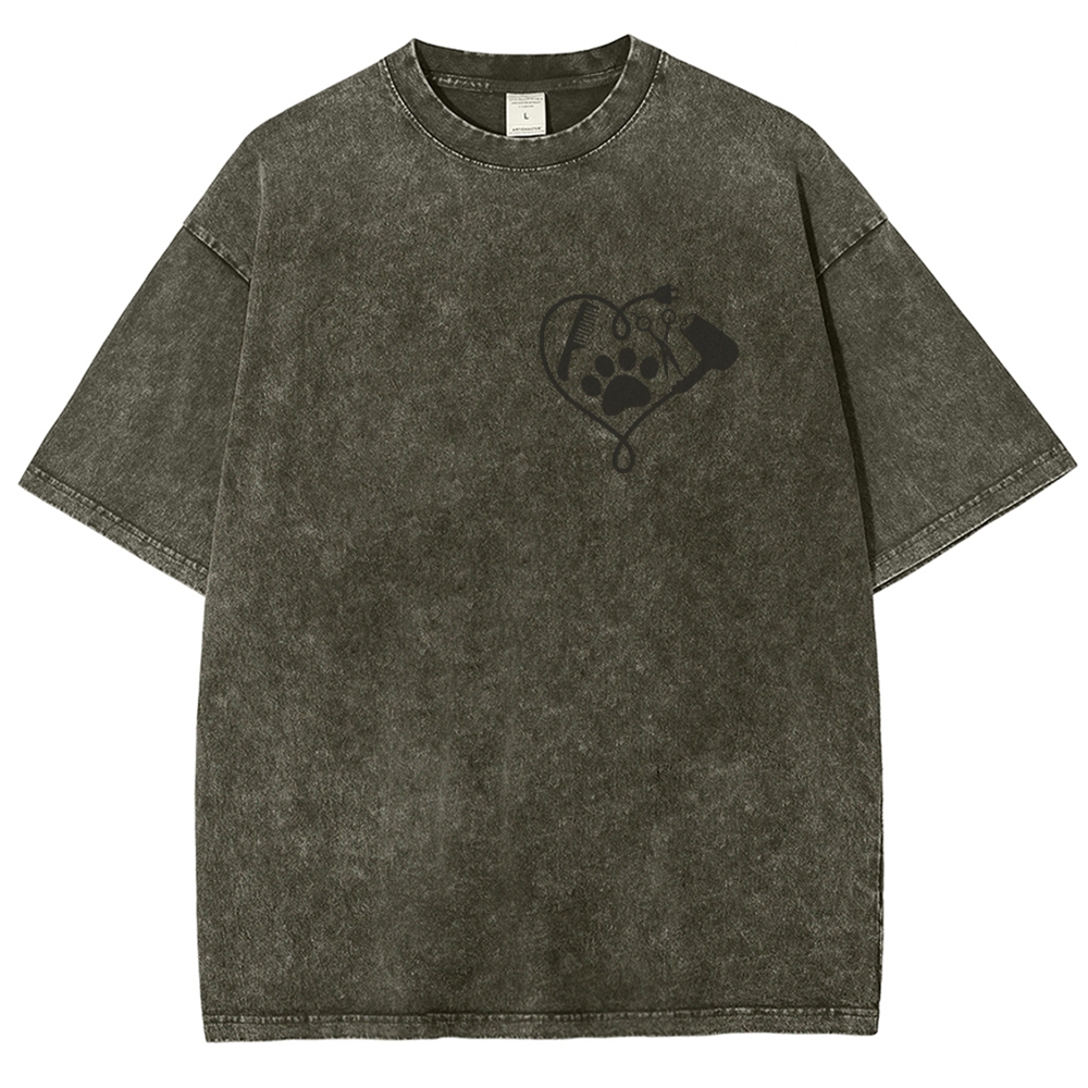 Cat Groomer Unisex Fit Washed T-Shirt Customscool