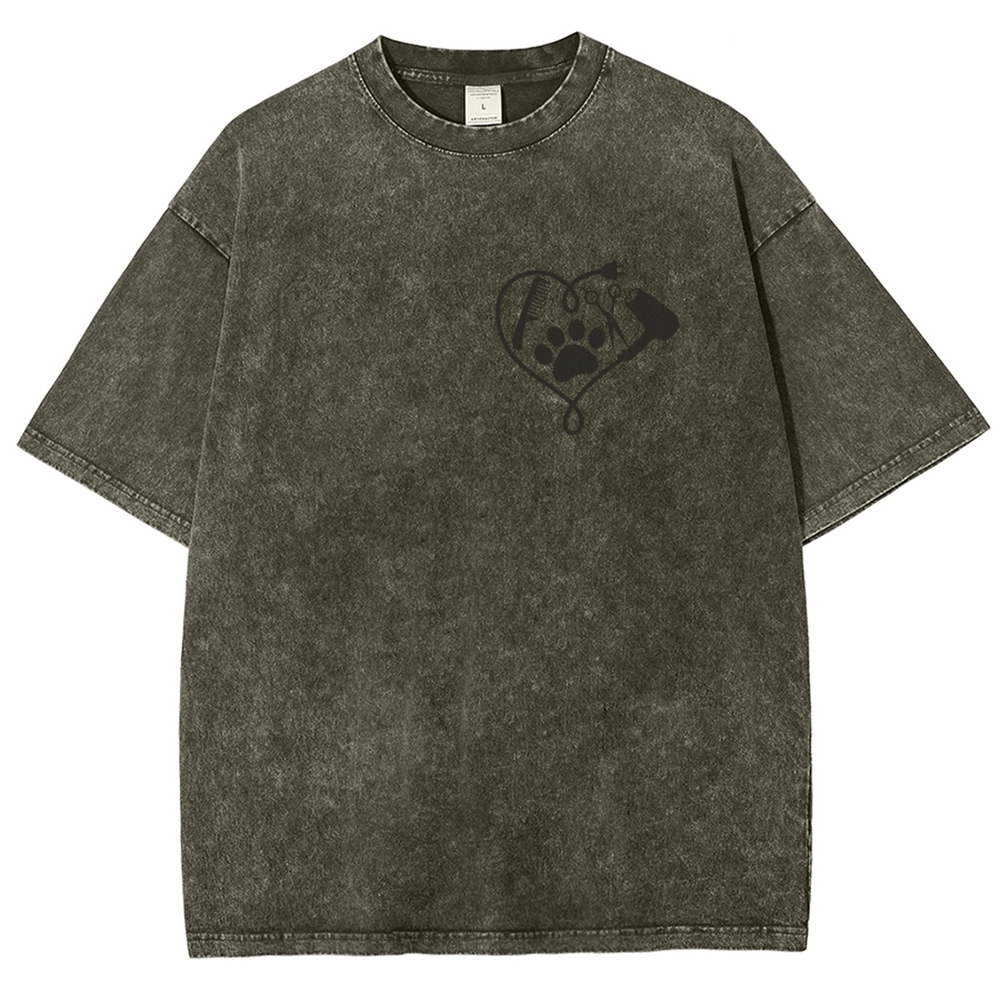 Cat Groomer Unisex Fit Washed T-Shirt Customscool