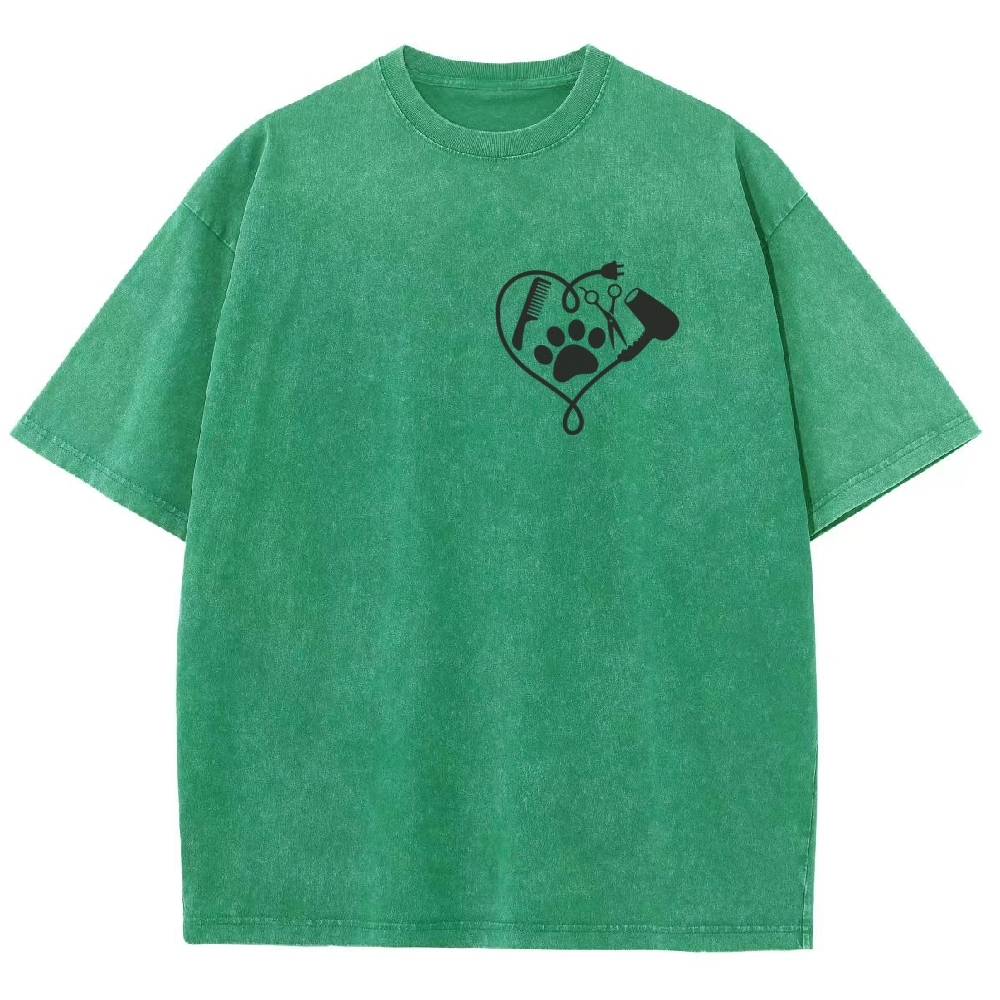 Cat Groomer Unisex Fit Washed T-Shirt Customscool