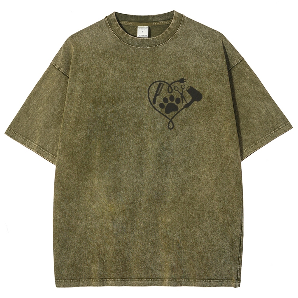 Cat Groomer Unisex Fit Washed T-Shirt Customscool