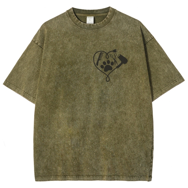 Cat Groomer Unisex Fit Washed T-Shirt Customscool