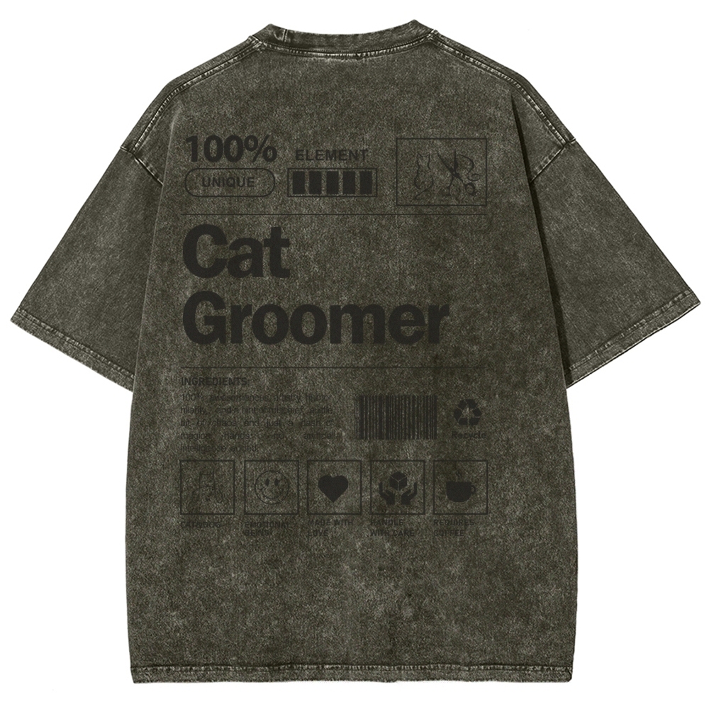 Cat Groomer Unisex Fit Washed T-Shirt Customscool