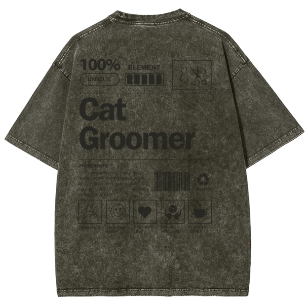 Cat Groomer Unisex Fit Washed T-Shirt Customscool