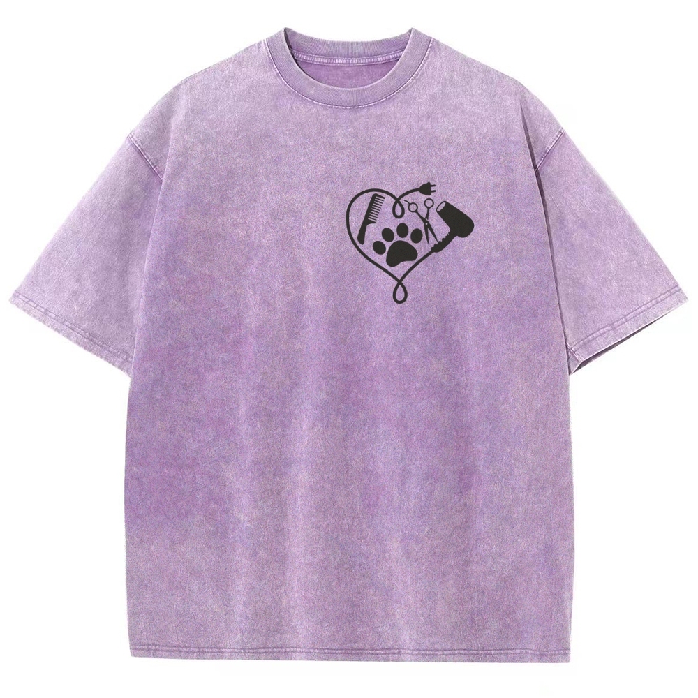 Cat Groomer Unisex Fit Washed T-Shirt Customscool