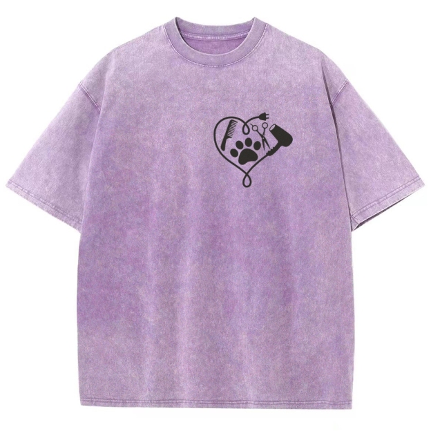 Cat Groomer Unisex Fit Washed T-Shirt Customscool