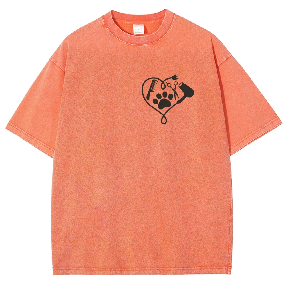 Cat Groomer Unisex Fit Washed T-Shirt Customscool