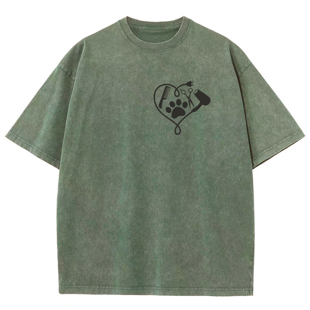 Cat Groomer Unisex Fit Washed T-Shirt Customscool