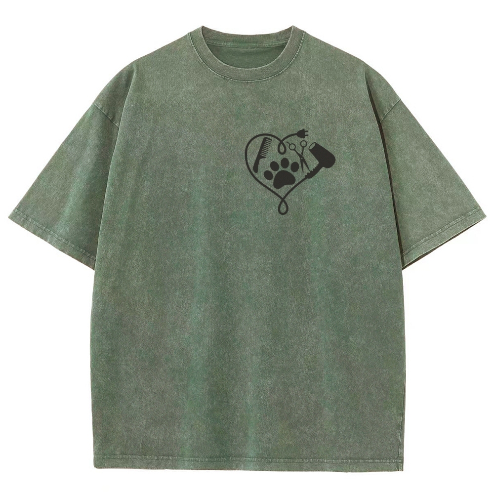 Cat Groomer Unisex Fit Washed T-Shirt Customscool