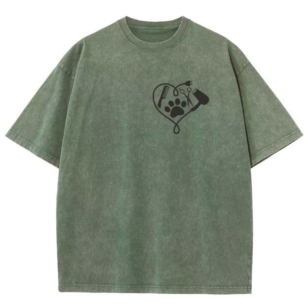 Cat Groomer Unisex Fit Washed T-Shirt Customscool