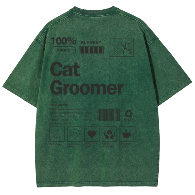 Cat Groomer Unisex Fit Washed T-Shirt Customscool
