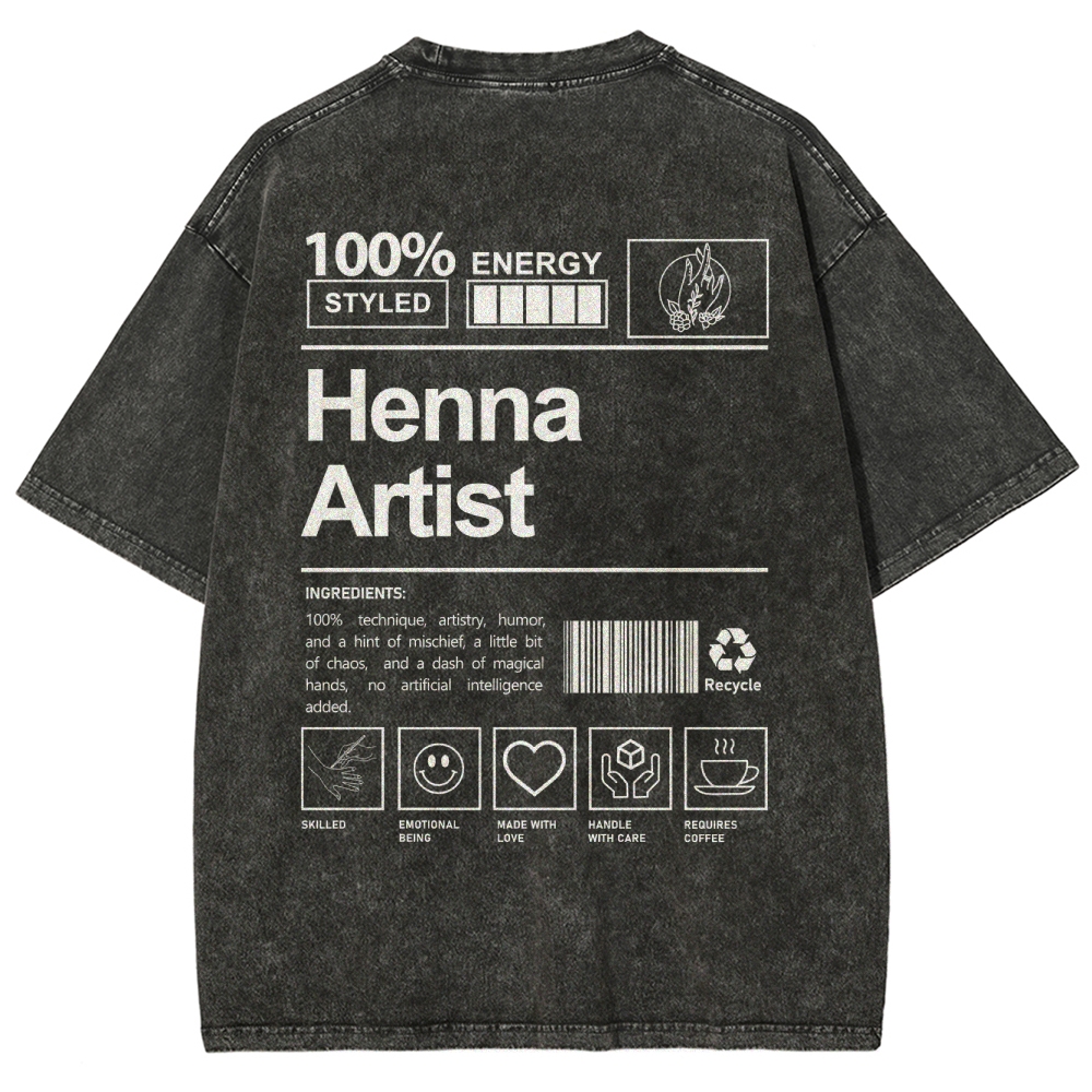 Henna Artist Unisex Fit Washed T-Shirt Customscool