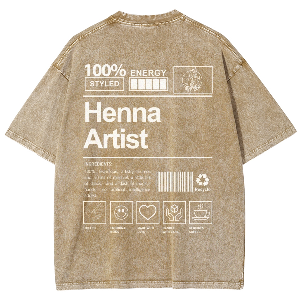 Henna Artist Unisex Fit Washed T-Shirt Customscool