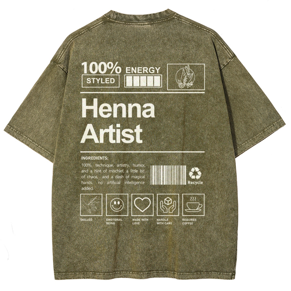 Henna Artist Unisex Fit Washed T-Shirt Customscool