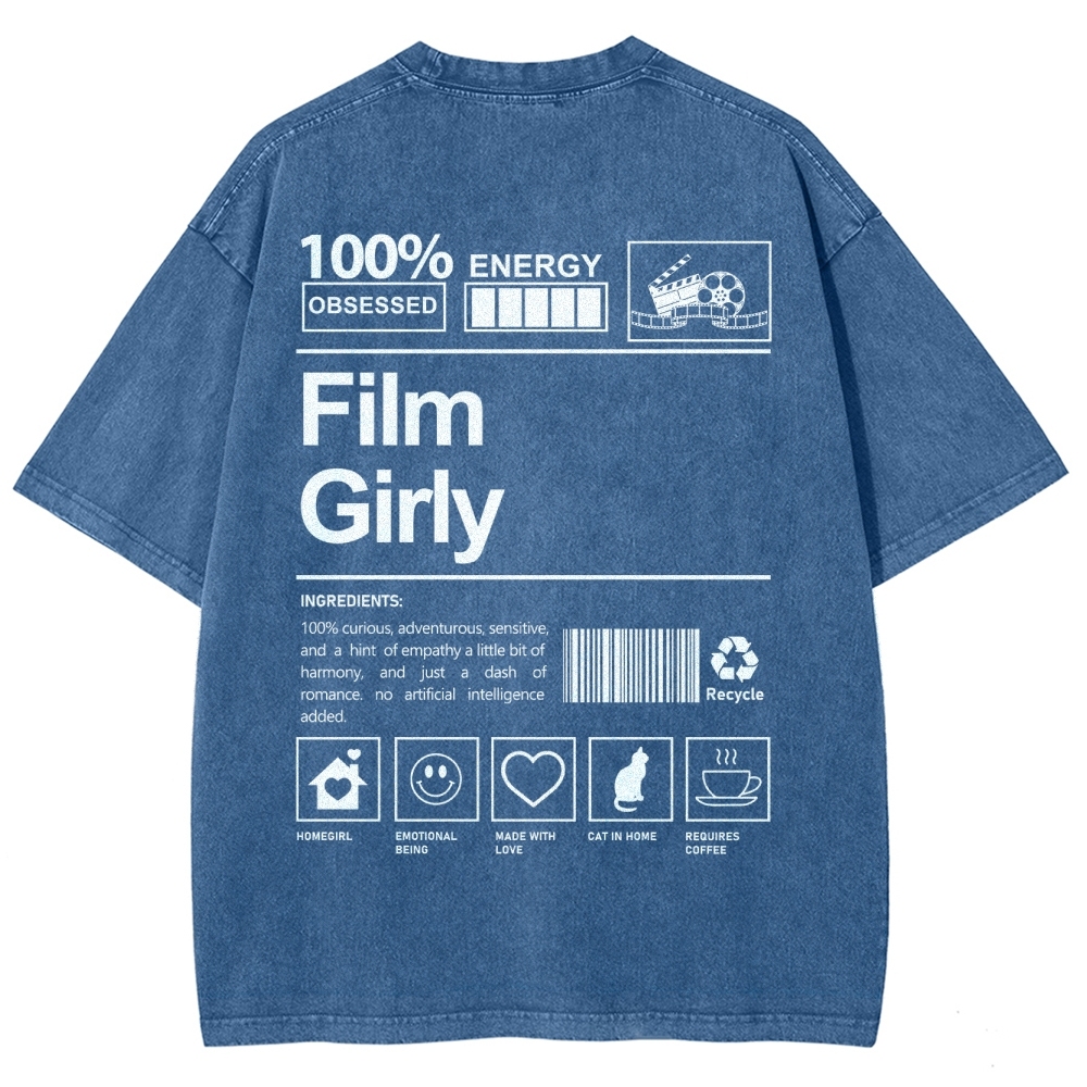 Film Girly Unisex Fit Washed T-Shirt Customscool