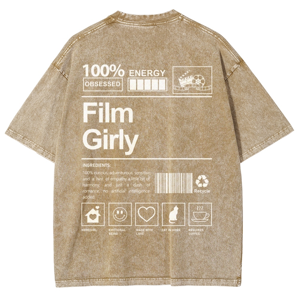Film Girly Unisex Fit Washed T-Shirt Customscool