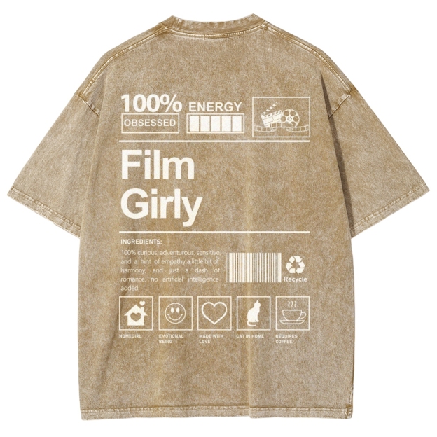 Film Girly Unisex Fit Washed T-Shirt Customscool