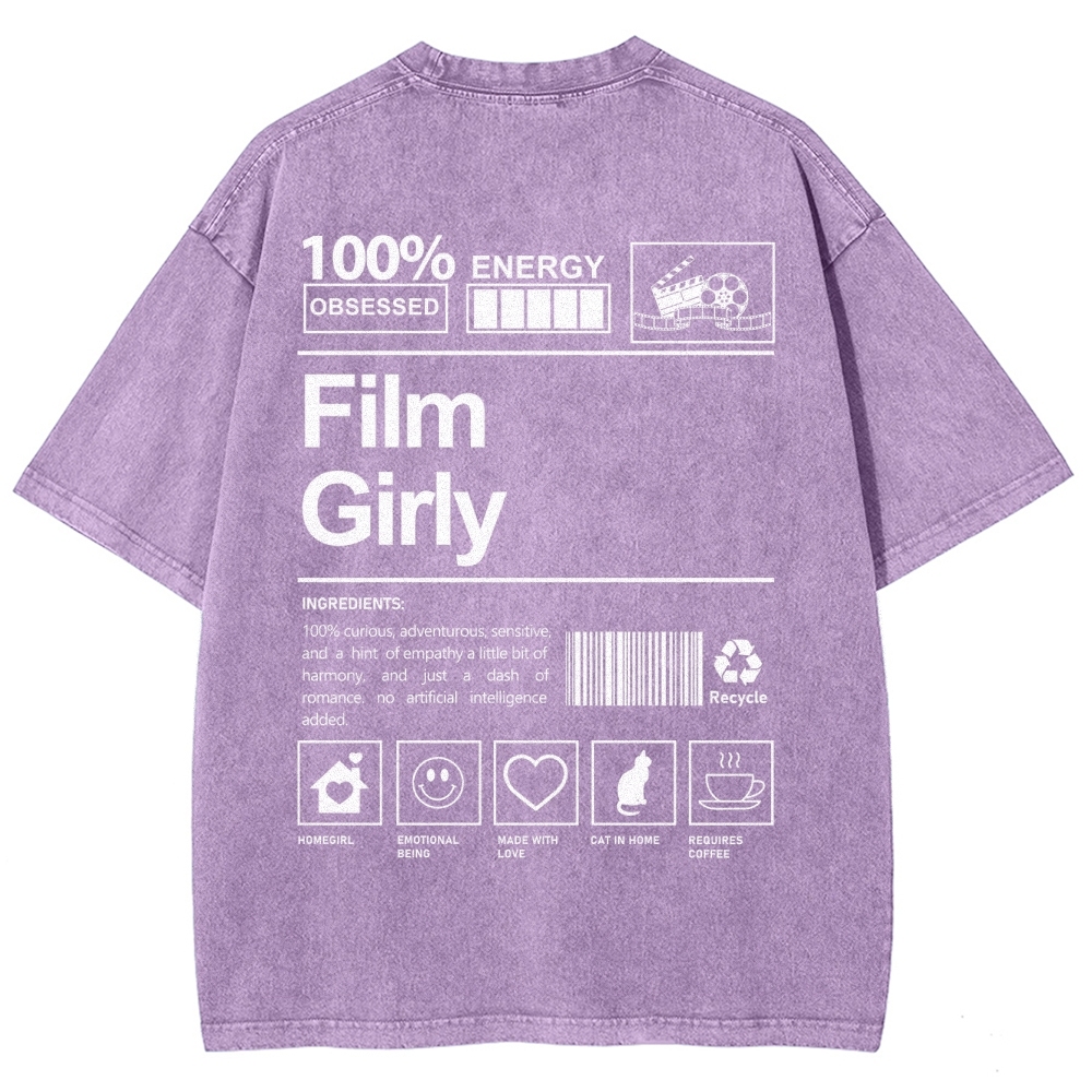 Film Girly Unisex Fit Washed T-Shirt Customscool
