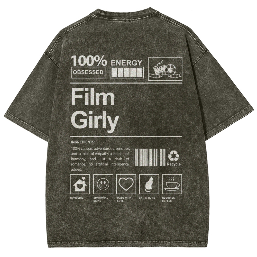 Film Girly Unisex Fit Washed T-Shirt Customscool