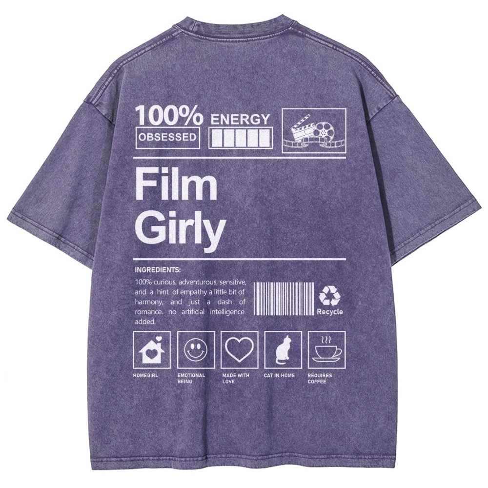 Film Girly Unisex Fit Washed T-Shirt Customscool