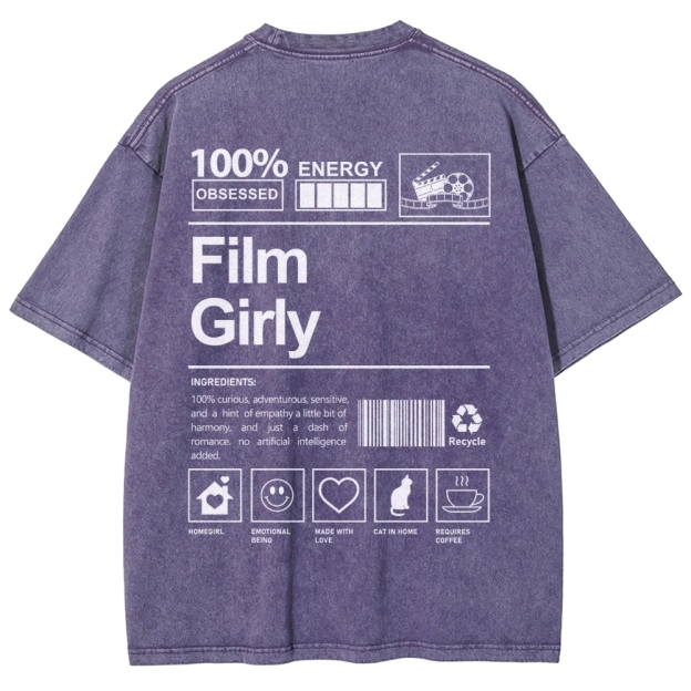 Film Girly Unisex Fit Washed T-Shirt Customscool