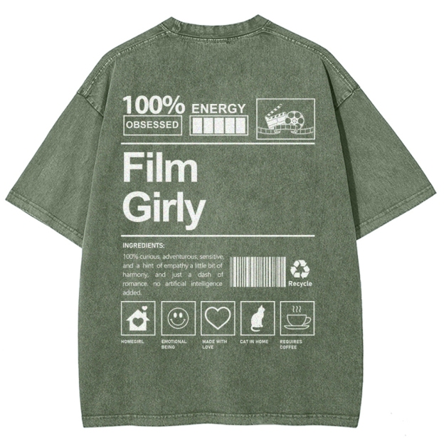 Film Girly Unisex Fit Washed T-Shirt Customscool