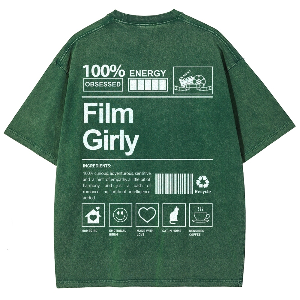 Film Girly Unisex Fit Washed T-Shirt Customscool
