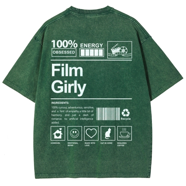 Film Girly Unisex Fit Washed T-Shirt Customscool
