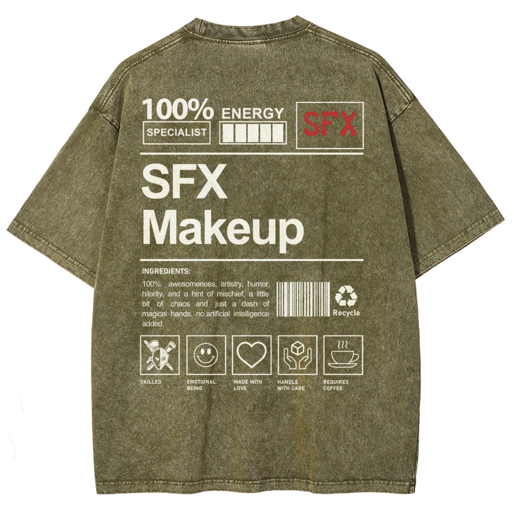 SFX Makeup Unisex Fit Washed T-Shirt Customscool