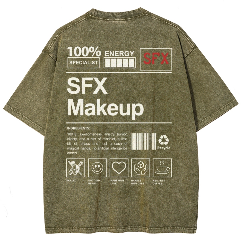 SFX Makeup Unisex Fit Washed T-Shirt Customscool