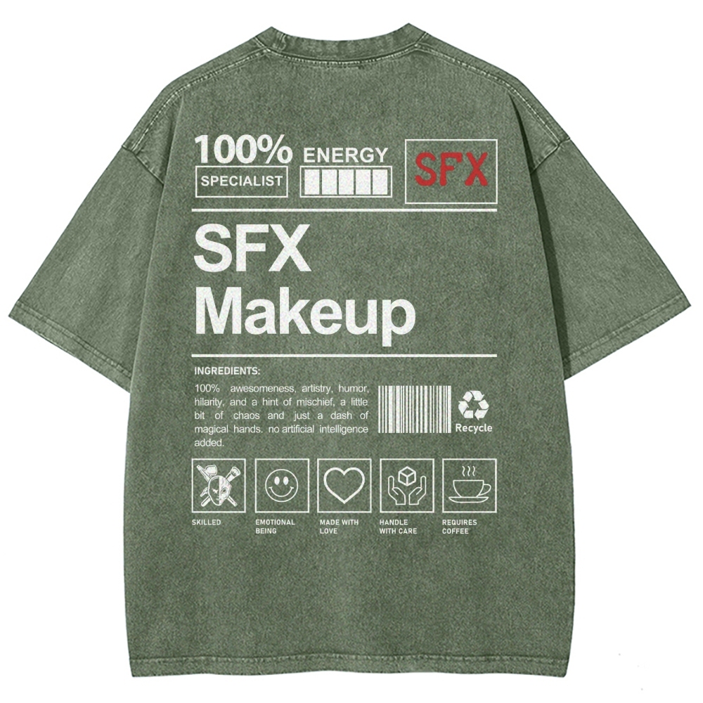 SFX Makeup Unisex Fit Washed T-Shirt Customscool