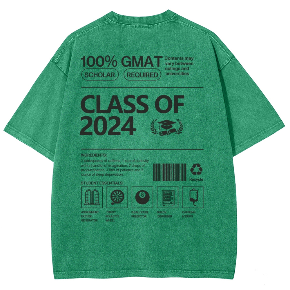 CLASS OF 2024   UNISEX FIT WASHED T-SHIRT