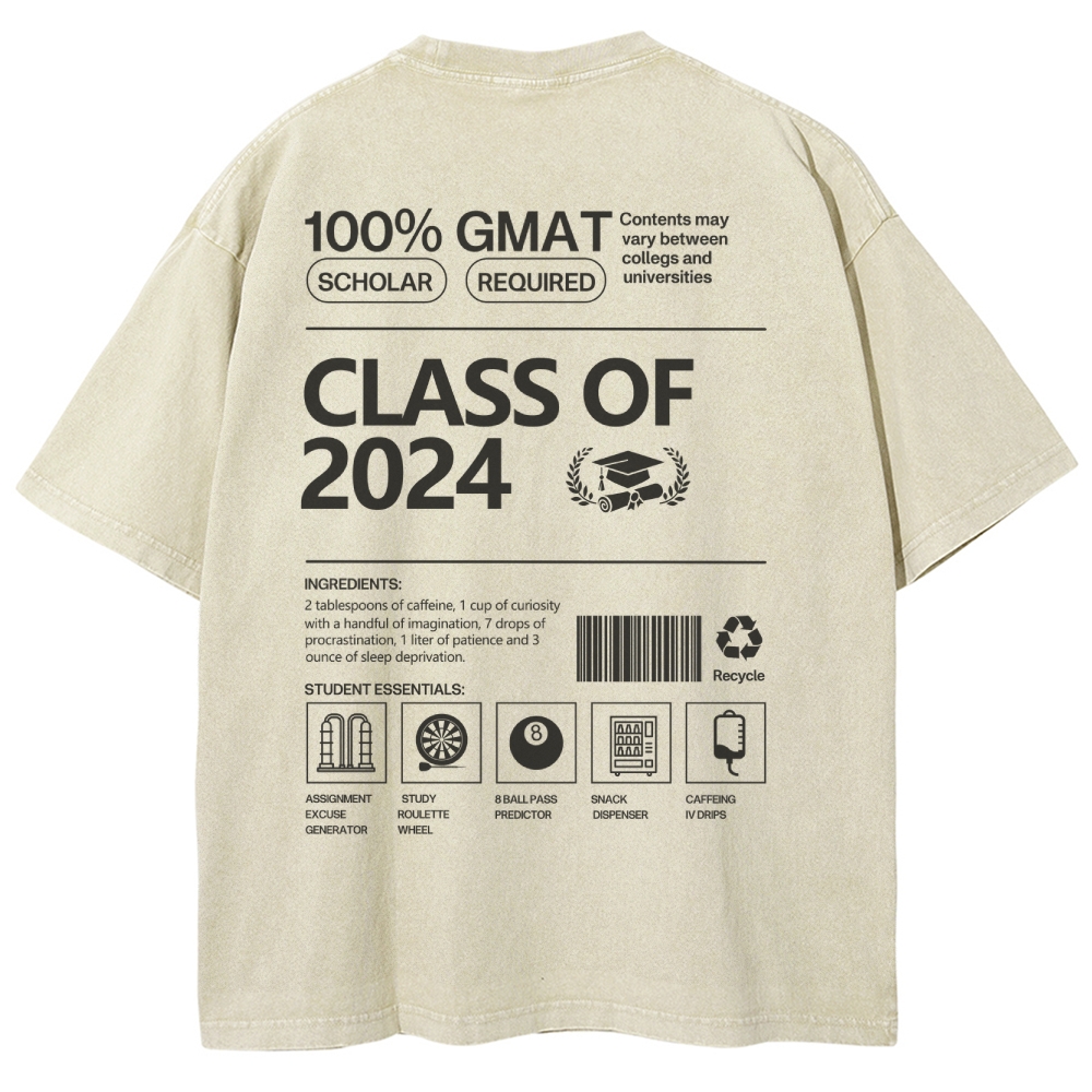 CLASS OF 2024   UNISEX FIT WASHED T-SHIRT