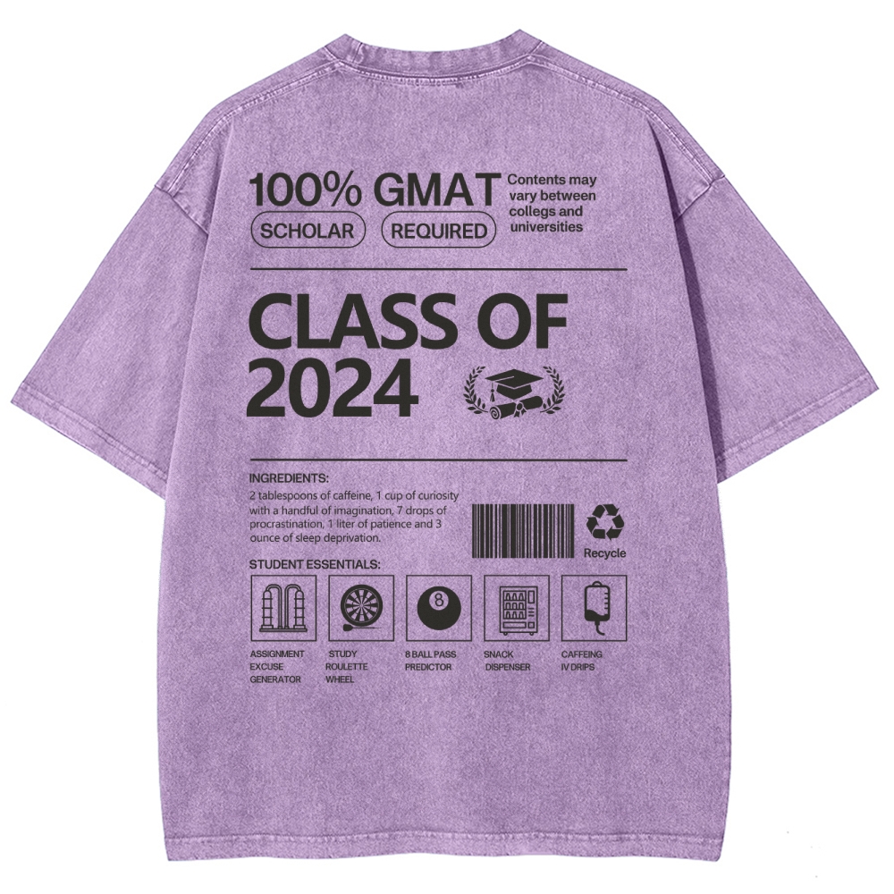 CLASS OF 2024   UNISEX FIT WASHED T-SHIRT