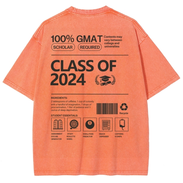 CLASS OF 2024   UNISEX FIT WASHED T-SHIRT