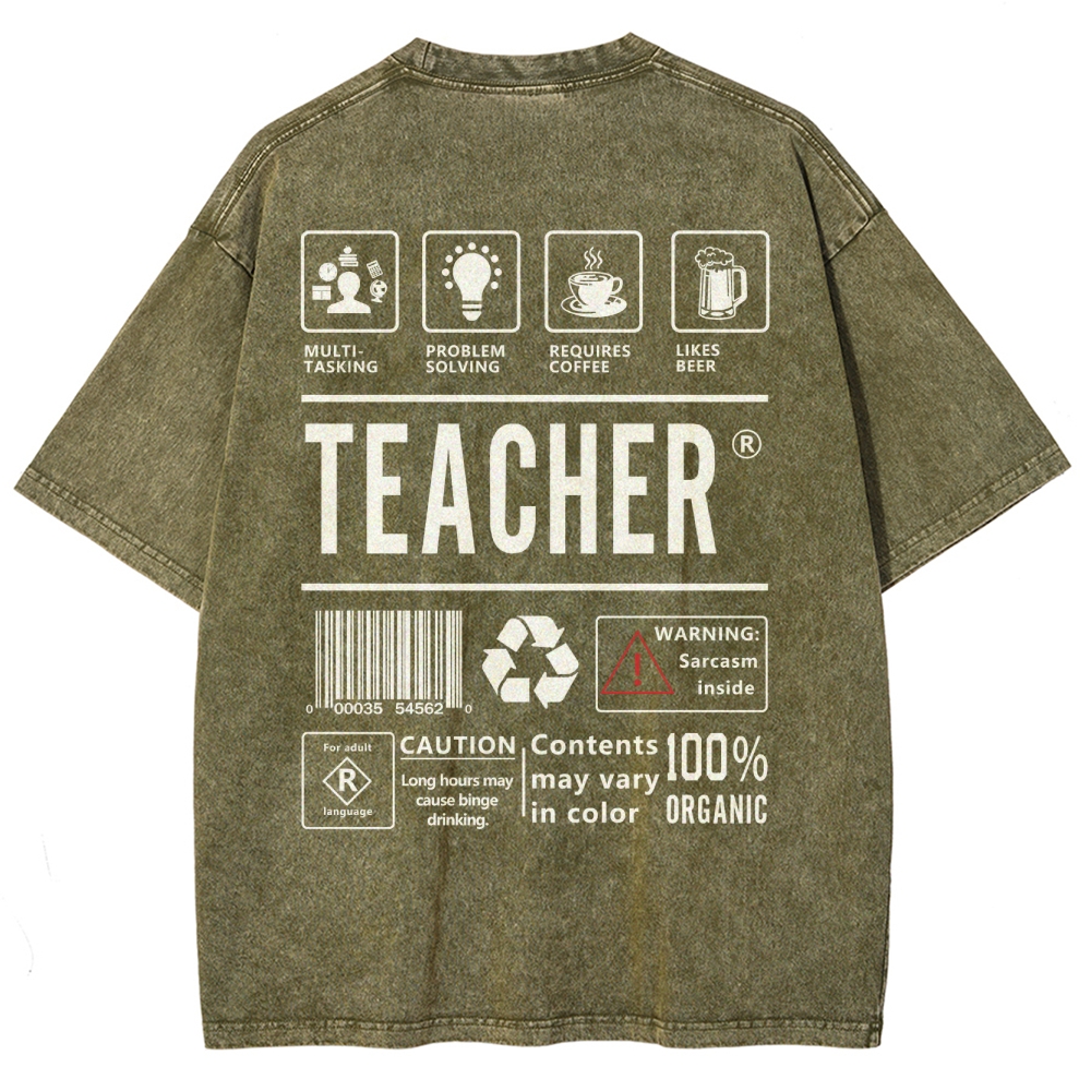 Teacher Unisex Fit Washed T-Shirt Customscool