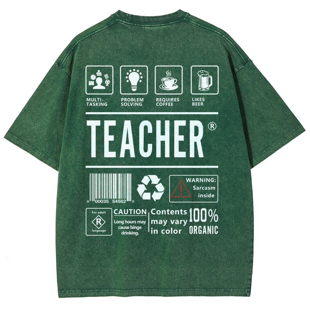 Teacher Unisex Fit Washed T-Shirt Customscool