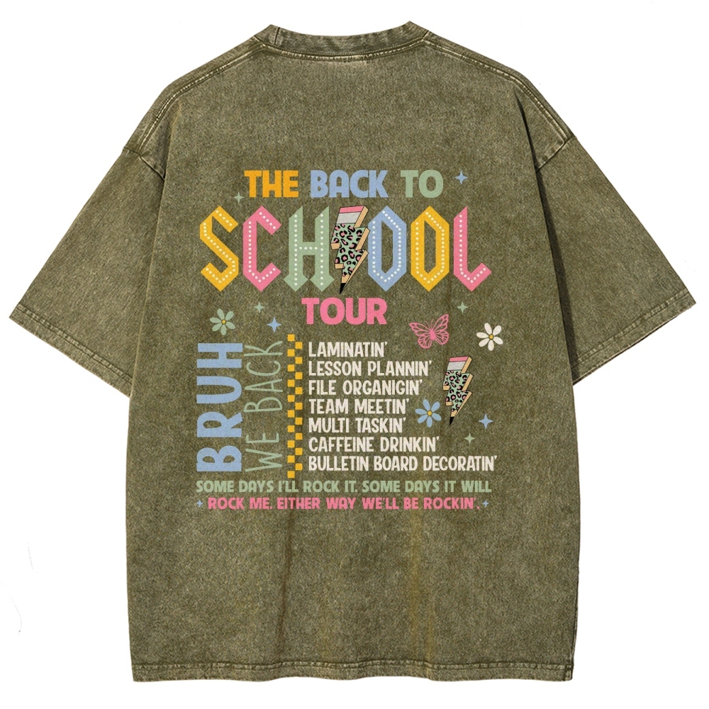 The Back To School Tour Unisex Fit Washed T-Shirt Customscool