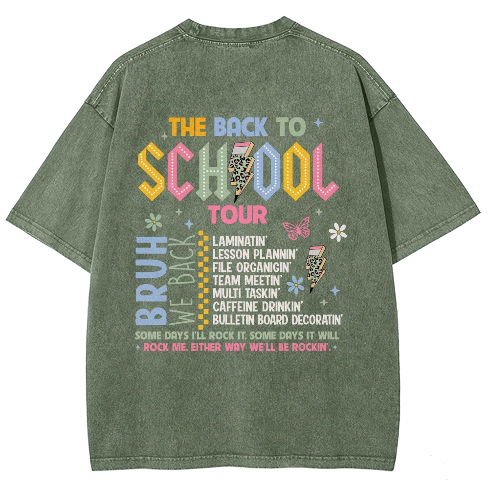 The Back To School Tour Unisex Fit Washed T-Shirt Customscool