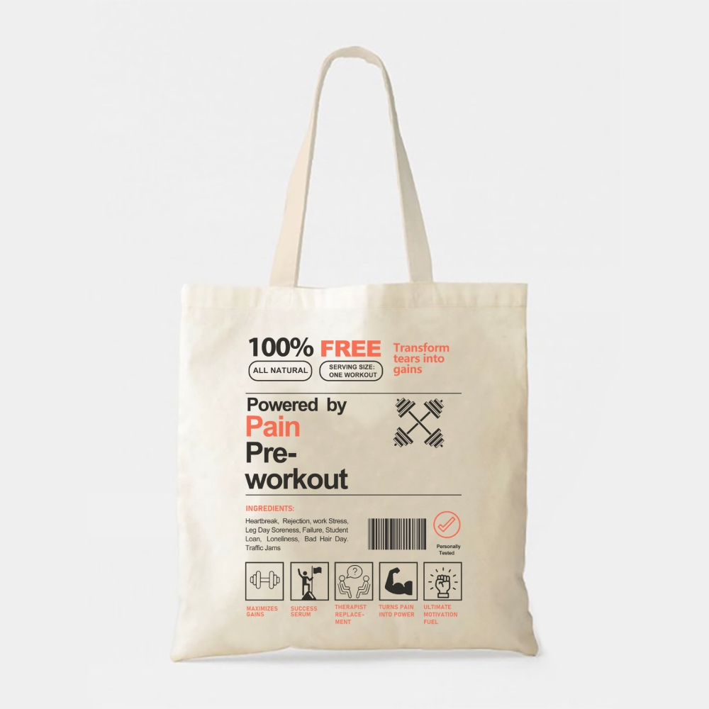 Powered by Pain Pre- workout Tote Bag