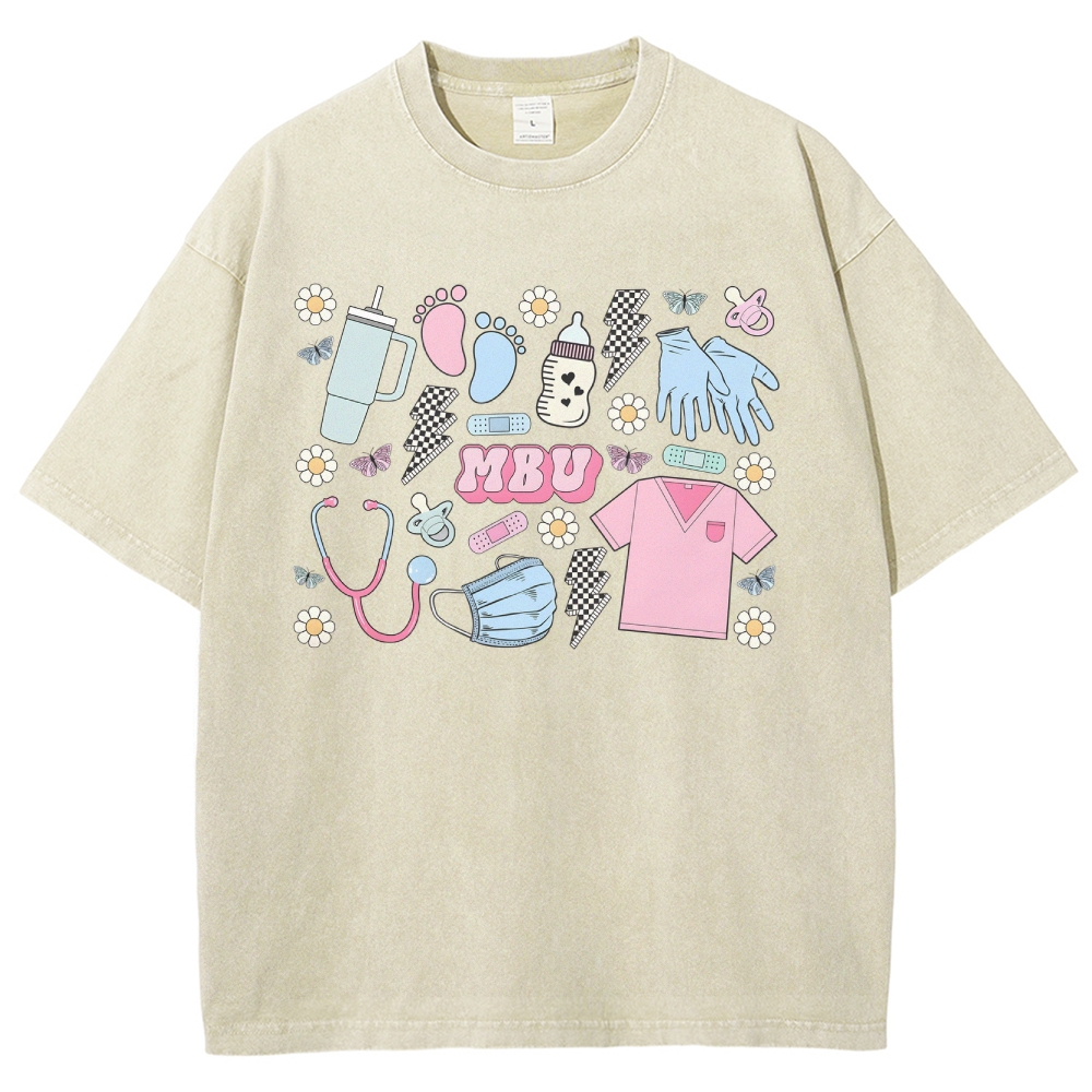 MBU Nurse Unisex Fit Washed T-Shirt Customscool