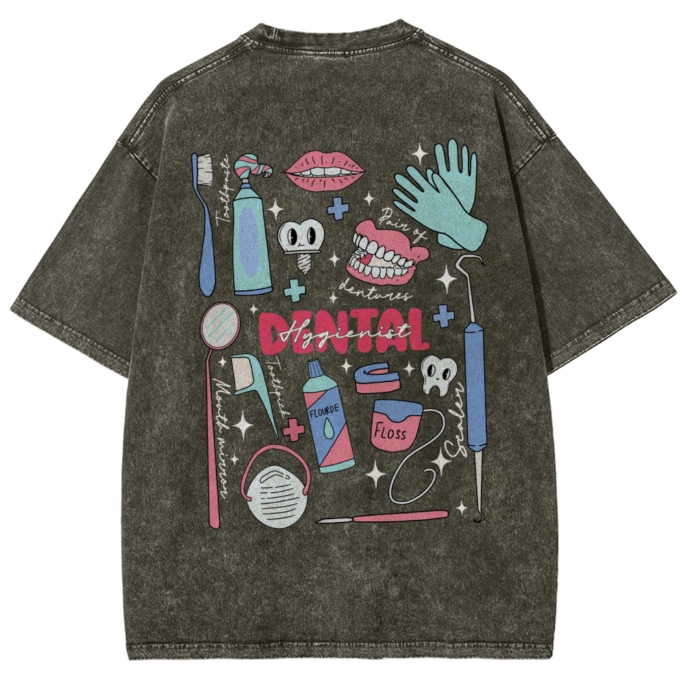 Dental Hygienist Stuff Addcustom Unisex Fit Washed T-Shirt Customscool