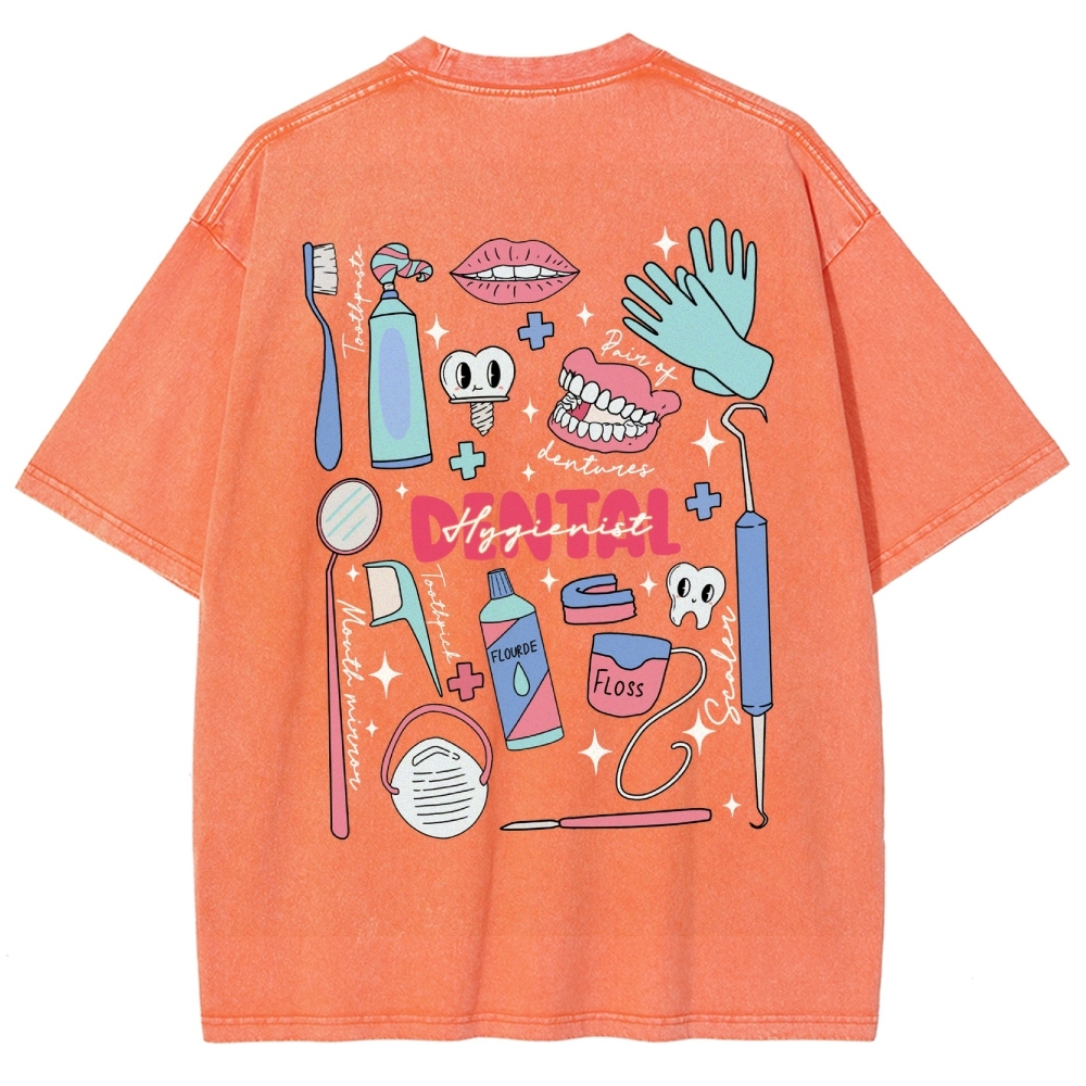 Dental Hygienist Stuff Addcustom Unisex Fit Washed T-Shirt Customscool