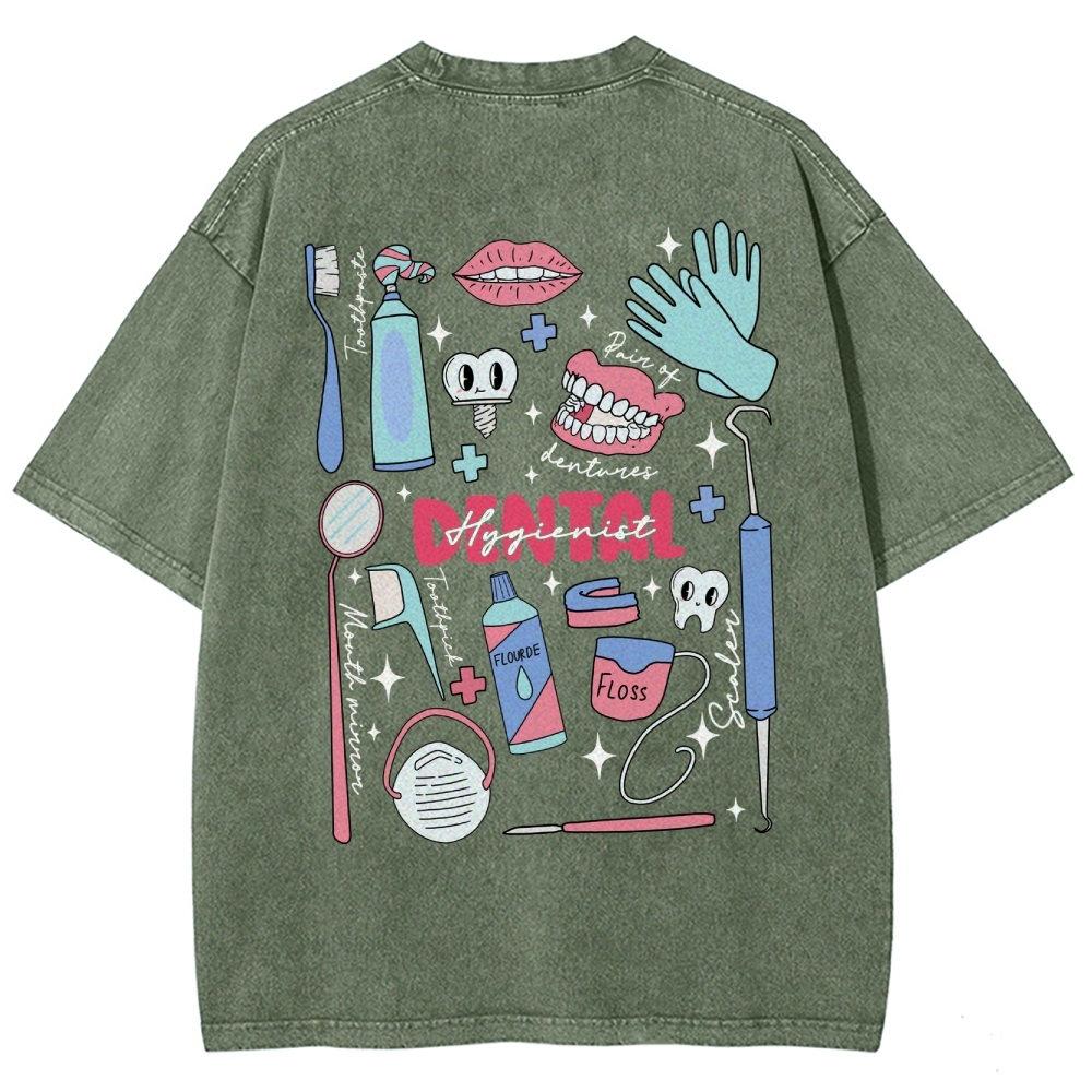 Dental Hygienist Stuff Addcustom Unisex Fit Washed T-Shirt Customscool